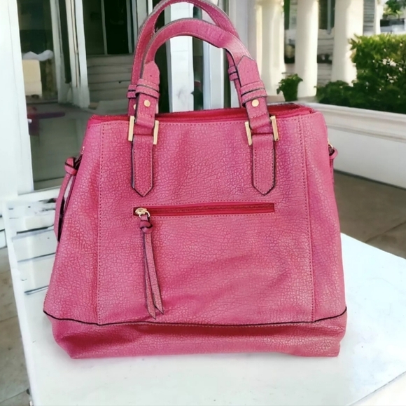 Maurice's Large Maroon Pebbled Faux Leather Work Bag Tote, Expandable Purse - Picture 2 of 11